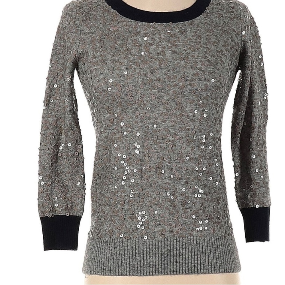 J Crew sequin sweater with 3/4 sleeves